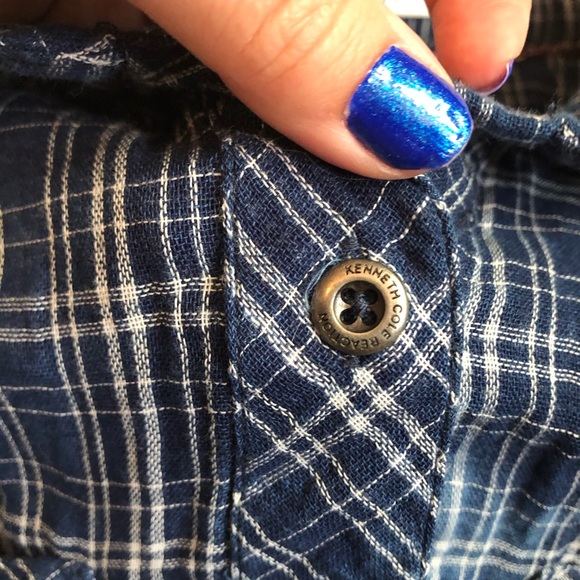 Kenneth Cole Reaction plaid belted shirt d… - Picture 3 of 15